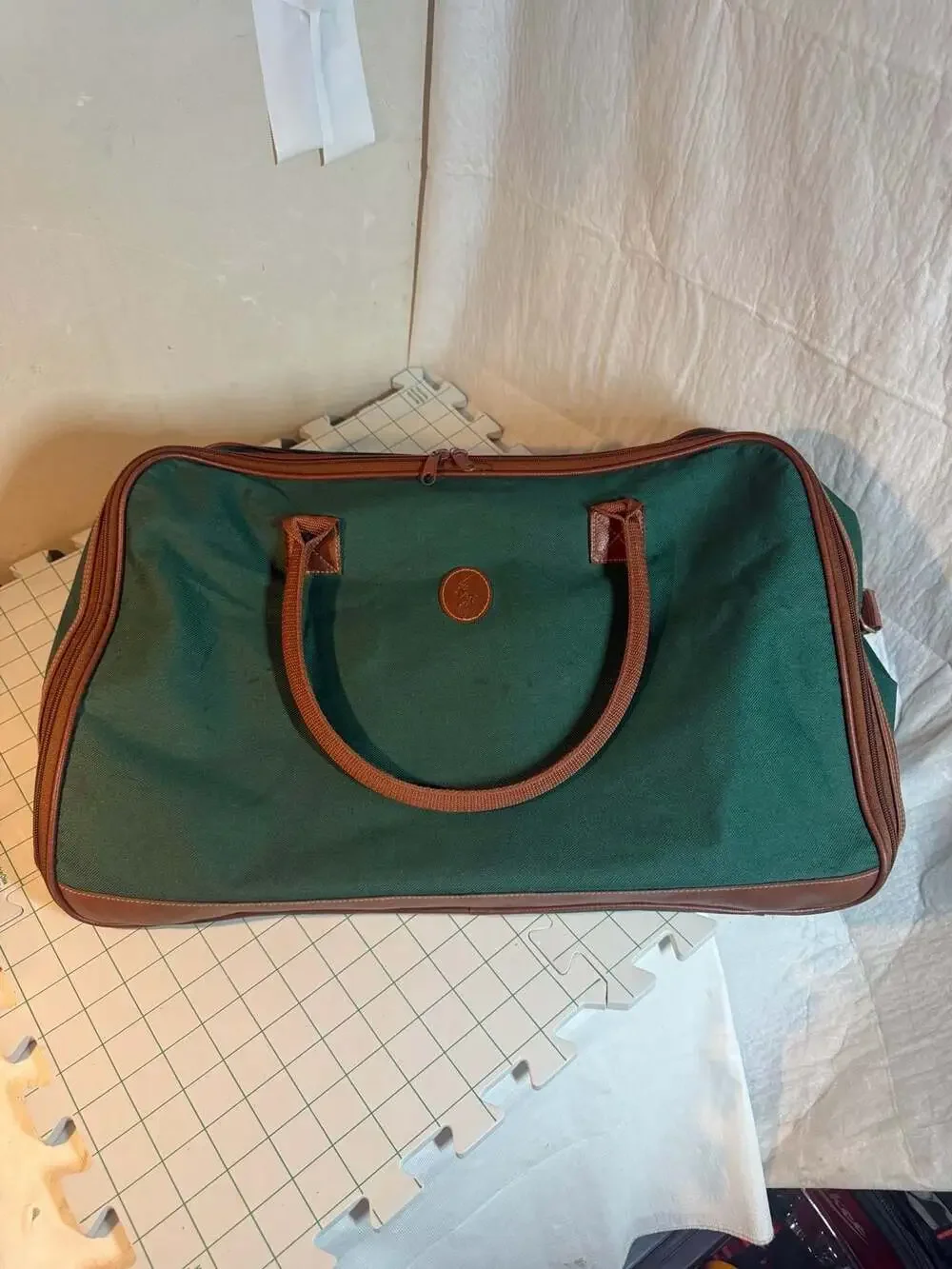 Vintage Ralph Lauren Polo Green Canvas Commuter Overnight Travel Bag - ,